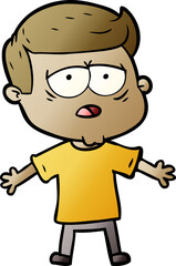 cartoon tired man