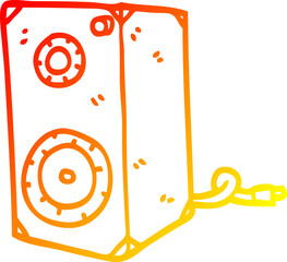 warm gradient line drawing of a cartoon speaker box