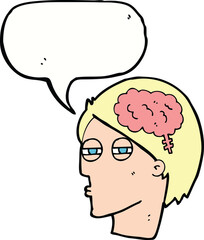 cartoon man thinking carefully with speech bubble