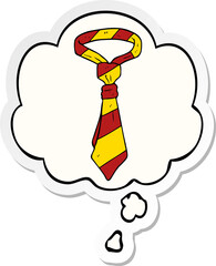 cartoon office tie with thought bubble as a printed sticker