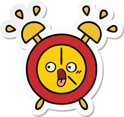 sticker of a cute cartoon alarm clock