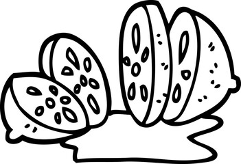 line drawing cartoon citrus fruit