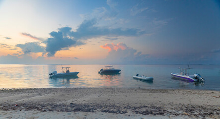 Motorboats on the coast of the Indian Ocean