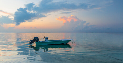 Motorboat on the coast of the Indian Ocean