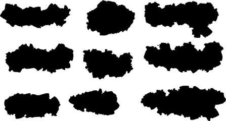 Black grunge stroke brush , banner, label, for your design, PNG.