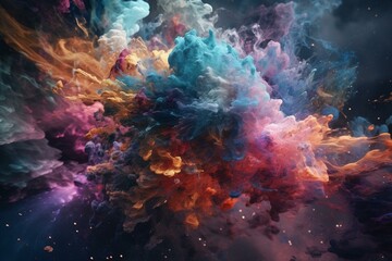 Obraz na płótnie Canvas Nebulous universe with colorful galaxies. Generative AI