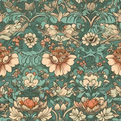 Türaufkleber Seamless retro floral pattern with watercolor effect © Kailash Kumar