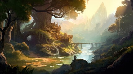 Fototapeta na wymiar RPG Fantasy Game Art Background