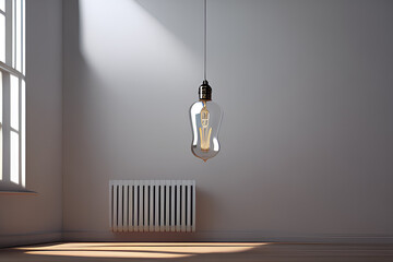 Idea light bulb in the room. 3D rendering concept.