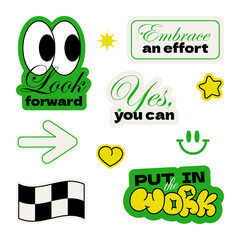 Runner motivation quotes stickers with retro vibes