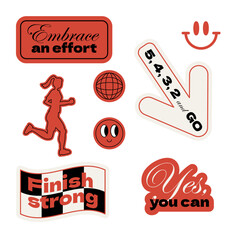 Runner motivation quotes stickers with retro vibes