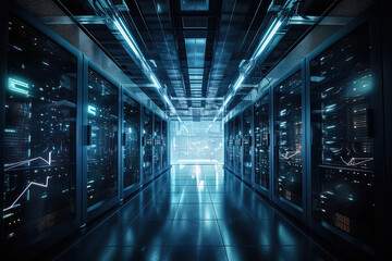Data server center background, digital hosting - obrazy, fototapety, plakaty