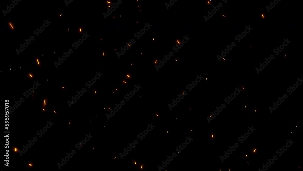Poster animation loop messy flow glow orange red fire particles sparks rising up on black abstract backgrou