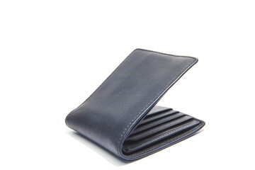 Genuine leather wallet isolated on white background.