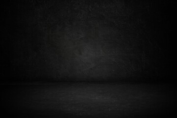 dark room interior with wall. black studio background
