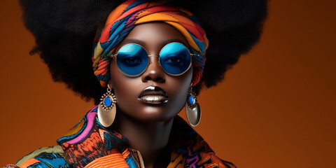 Hübsche Afroamerikanische Frau Model mit tollem Make-Up Styling Nahaufnahme, ai generativ
