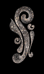 
Decorative curls in a dot on a black background.
