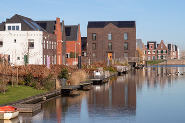 Obraz premium New modern residential buildings in the Vathorst district in Amersfoort.