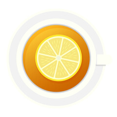 Cup of tea with lemon. Vector illustration, isolated.	