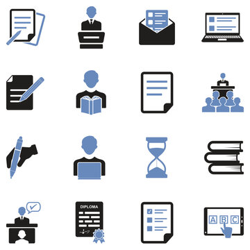 Exam Icons. Two Tone Flat Design. Vector Illustration.