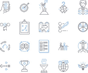 Syndicate employment line icons collection. Collaboration, Partnership, Nerk, Alliance, Cooperation, Coalition, Joint venture vector and linear illustration. Association,Grouping,Fraternity outline