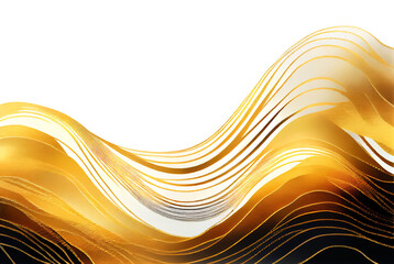 Waves pattern design with copy space as golden yellow and black watercolor waves generative AI illustration	
