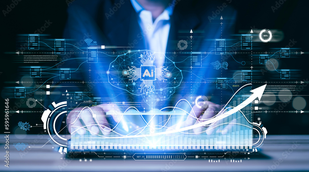 Poster ai chat bot communicate and interact to businessman provide smart data in natural human like text.ar