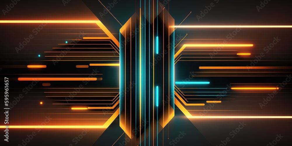Poster abstract neon lines from the future generative ai