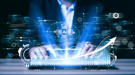 Ai chat bot communicate and interact to businessman provide smart data in natural human like...