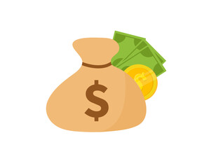 Money bag icon. Vector image isolated on white background