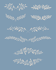 Flower and leaf frame border illustration. Botanical wreath and garland graphic design. Wildflower and herbs vintage artwork. 