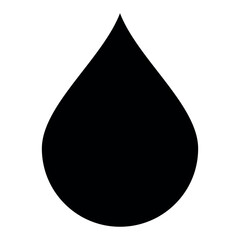 drop of water shape - black and white vector silhouette symbol illustration of waterdrop, white background