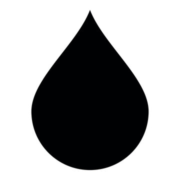 drop of water shape - black and white vector silhouette symbol illustration of waterdrop, white background