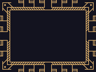 Art deco frame. Vintage linear border. Design a template for invitations, leaflets and greeting cards. The style of the 1920s - 1930s. Vector illustration