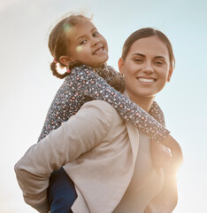 May she always remember us this way. an adorable little girl enjoying a piggyback ride with her...