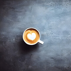 Beautiful Latte Coffee Cup with Heart Shaped Art with Grey Background | Generative AI