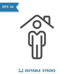 Home Owner Icon. Man, Realtor, Roof, House, Home