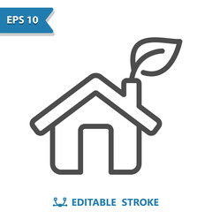 Green Home Icon. House, Leaf, Eco, Ecology