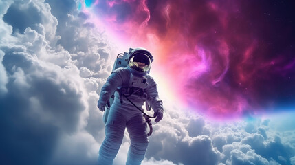 Obraz na płótnie Canvas Astronaut with color background