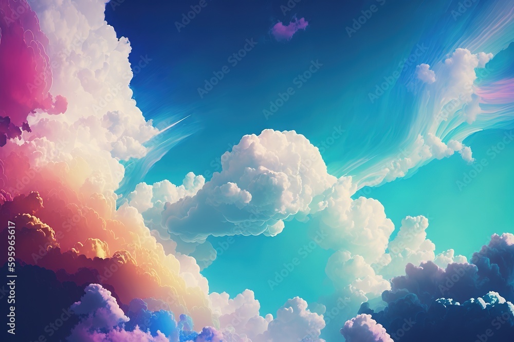 Poster sky and clouds are featured in this abstract backdrop. generative ai