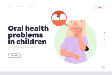 Oral health problem in children landing page template for dental treatment and insurance service