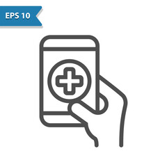 Online Healthcare Icon. Health Care, Hand, Smartphone