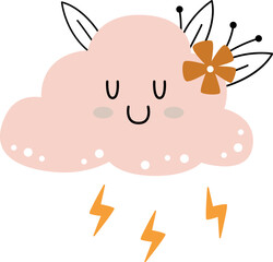 Cloud Character With Flowers