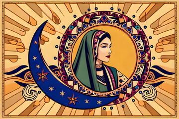 arab pattern or background with arab girl