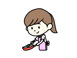 料理する女性