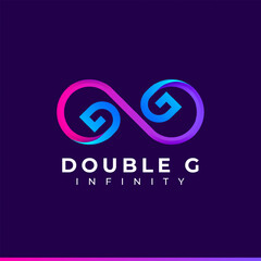 Letter G Infinity Logo design and Blue Purple Gradient Colorful symbol for Business Company Branding and Corporate Identity