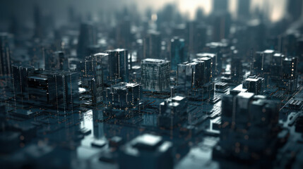 abstract background .city like a microchip made of thin glass. Generative AI