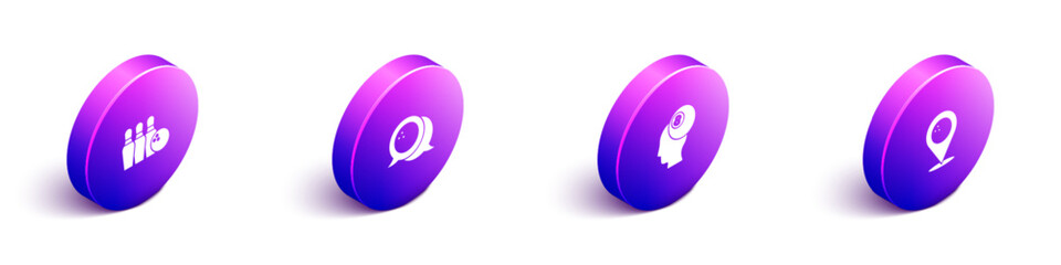 Set Isometric Bowling pin and ball, , Billiard and Location with bowling icon. Vector