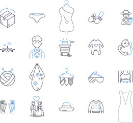 Mercantile centre line icons collection. Commerce, Trading, Business, Retail, Wholesale, Marketplace, Transactions vector and linear illustration. Imports,Exports,Distribution outline signs set