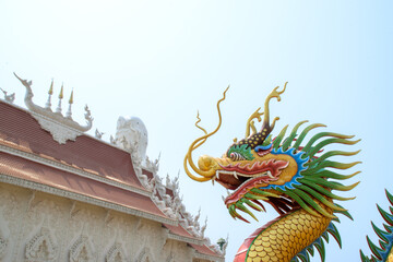 Fototapeta na wymiar Chinese temple with dragons wat Hyua Pla Kang in Chiang Rai